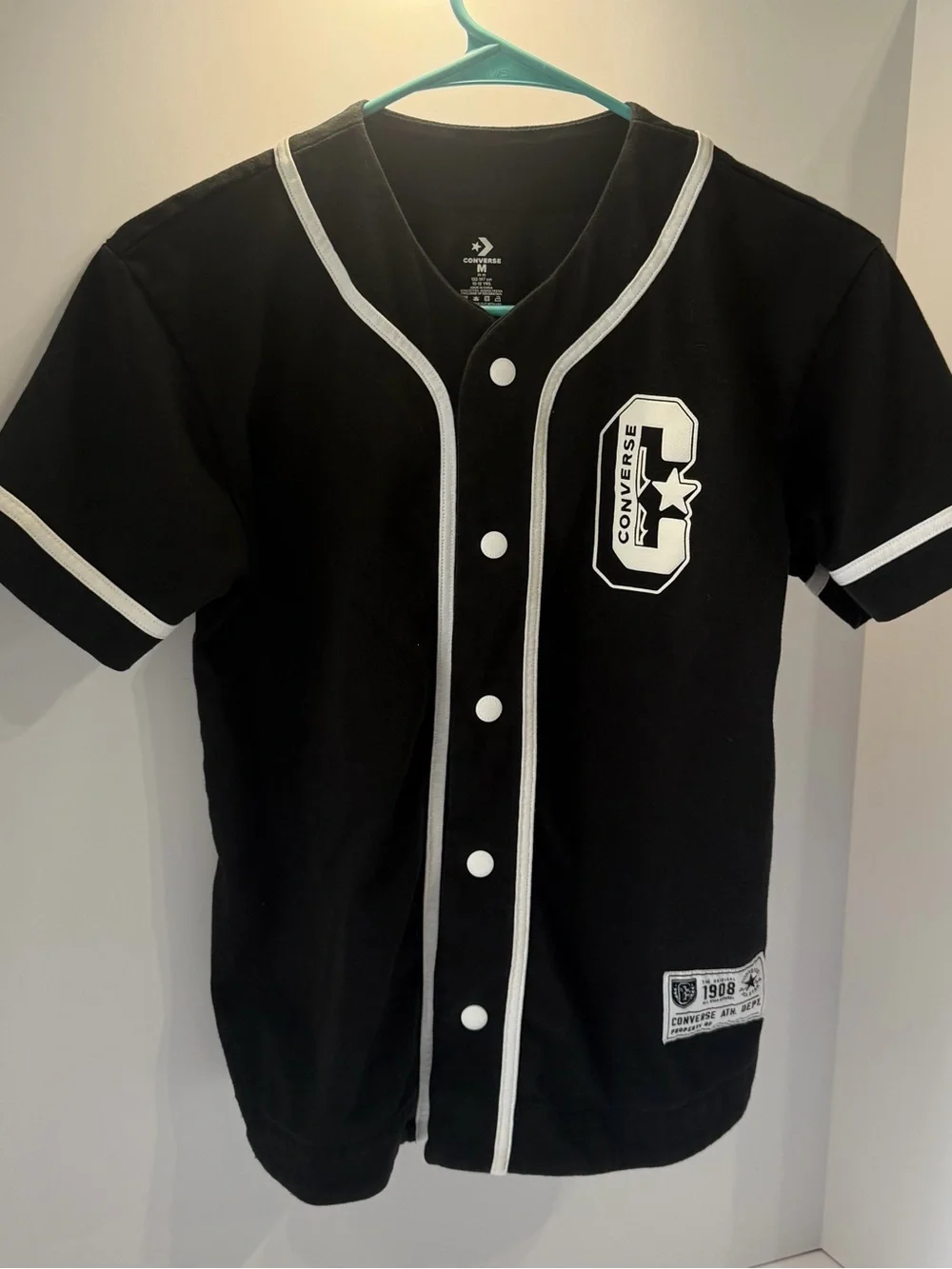 Converse Black & White Button-Down Kids Baseball Shirt Size Kids Medium
